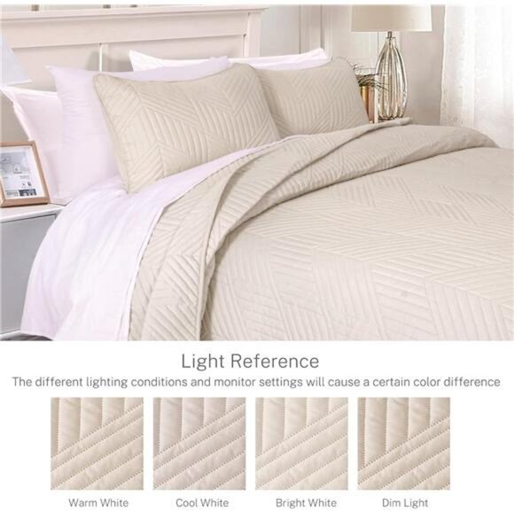 Ultrasonic Full Queen Quilt Bedding Set, Lightweight Brich - Picture 3 of 7